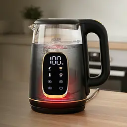 Електрочайник Adler AD 1305 black gold 1850-2200Вт/ 1.7л/ скло/ встановлення температури/ - мініатюра 9