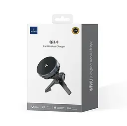 Холдер Wiwu CH-319 Qi2.0 Car Wireless Charger Чорний - мініатюра 2