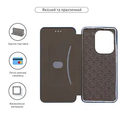Чехол-книжка для Xiaomi Redmi Note 14S 4G, G-Case, синий, кожаный чехол-книжка из экокожи (PU) и TPU, с магнитом, с подставкой и вместительным кардхолдером, противоударный, защита всего корпуса, ArmorStandart (ARM82020) - мініатюра 3