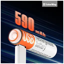 Акумулятор ColorWay AAА USB-С 590 mAh 1.5V (2шт) (Li-Polymer) (CW-UBAAA-09) - мініатюра 4