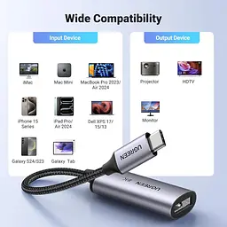 Перехідник USB-C to DisplayPort Ugreen CM654 Thunderbolt 4 8k 60hz Grey (15575) - мініатюра 8