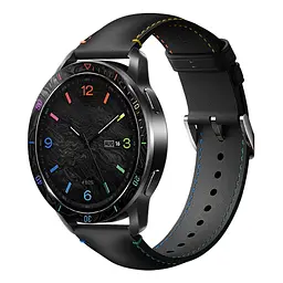 Безель ATR і шкіряний ремінець Sikai для смартгодинника Xiaomi Watch S3/S4 Black-rainbow - мініатюра 2