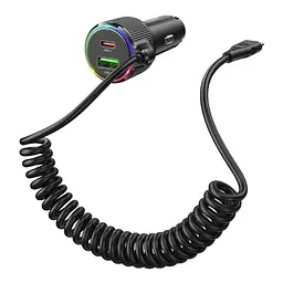 Автомобільний зарядний пристрій Hoco NZ17A USB/2 Type-C PD 50W з кабелем Type-C чорний - мініатюра 3