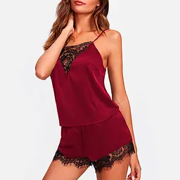Еротичний комплект lovely whole sale топ і шорти S-M Бордовий - мініатюра 2