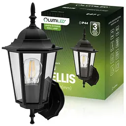 Настінний ретро-ліхтар Lumiled Bellis, чорний мат, вверх - мініатюра 5