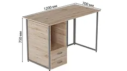 Комп'ютерний стіл Ferrum-decor Отто 75x120x70 сірий ДСП Дуб Сан-Марино 16мм (FRD-101514) - мініатюра 3