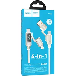 Дата кабель Hoco U152 Fortune 4in1 Type-C to Lightning/Type-C to USB 240W (1.2m) Light Gray - мініатюра 2