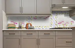 Вініловий кухонний фартух Квіткові Рамки наклейка для кухні ПВХ квіти Анотація Білий Happy Pocket Z181745 - мініатюра 4