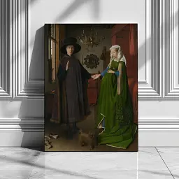 Інтер'єрна картина Портрет подружжя Арнольфіні, Ян ван Ейк, Jan van Eyck, Arnolfini Portrait, інтер'єрний декор, 82×60 см (id6982) - мініатюра 2