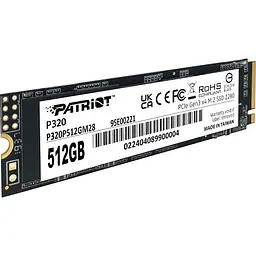 SSD диск Patriot P320 512GB M.2 2280 PCIe Gen 3.0 x4 NVMe TLC (P320P512GM28) - мініатюра 3