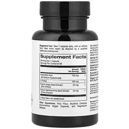 Комплекс з гіалуроновою кислотою California Gold Nutrition Hyaluronic Acid Complex 60 вегетаріанських капсул - мініатюра 2