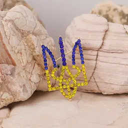 Патріотична брошка «Герб України» 4,36 х 2,59 см Жовто-блакитна (00348) - мініатюра 3