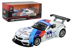 Іграшкова машинка гоночна BMW Z4 GT3 1:32 Автопром світлозвукові ефекти металева 68349C, коробка 18x9x8см