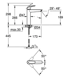 Змішувач для умивальника XL-Size Grohe Eurosmart 239712433 Чорний матовий - мініатюра 4