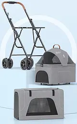 Коляска для 2 тварин зі знімними переносками Bello LD03F Grey - мініатюра 5