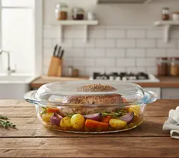 Деко овальна форма з жароміцного скла для запікання з кришкою та ручками 32×23 см 3.5 л S&T Прозорий 88261 - мініатюра 3