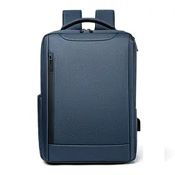 Рюкзак міський з кишенею для ноутбука Oumantu 2106-1 15,6 USB-порт Blue (IBN045Z) - мініатюра 2
