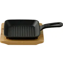 Сковорода гриль чавунна міні з сервер. дошкою MasterPro Foodies сook&share, 13.7x22.2 см (BGMP-3808-EM) - мініатюра 2