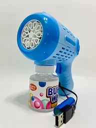 Пістолет з мильними бульбашками 9834 A акумулятор. 3.7V USB-кабель мильний розчин підсвічування автоматичний принцип в коробці (6977956190045) Блакитний