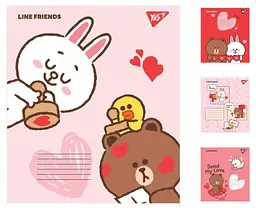 
Зошити учнівські 12 аркушів лінія Yes Line friends, 25 шт. в упаковці