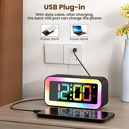 Цифровий будильник HAPPHOOH, дитячий будильник з нічним освітленням RGB, гучний будильник для глибоких сну, будильник - мініатюра 5