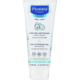 Очищуючий гель-шампунь для шкіри голови та тіла Mustela Bebe 2 in 1 Hair and Body Wash 200 мл