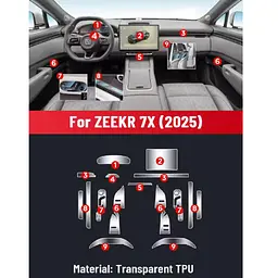 Набір Плівок захисних для салону Zeekr X7 2024-TPU (Консолі Дисплею Ручок Сидінь) на 9 Секцій - мініатюра 2