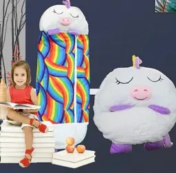 Дитячий спальний мішок-плюшева іграшка подушка Єдиноріг Baby sleeping bag Size S WHITE 3 в 1 теплий - мініатюра 4