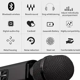 Бездротовий караоке-мікрофон Losso K6 Premium з вбудованим динаміком і Bluetooth Black (18963) - мініатюра 4