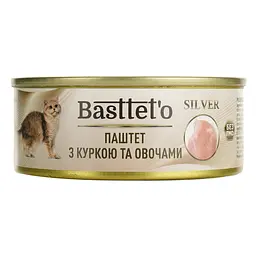 Вологий корм для котів Basttet'o Silver паштет з куркою та овочами 85 г - мініатюра 2