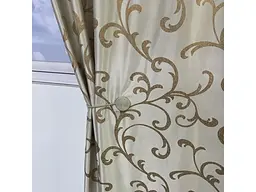 Жакардові штори золотистого кольору з вензелем на тасьмі 2шт. 150х270 ALBO pbe0052396 - мініатюра 9