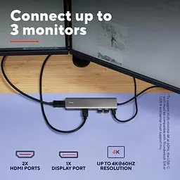 USB-Хаб Trust Dalyx 7in1 USB-C 2xUSB-А 3.2/2xUSB-С/2xHDMI/Display Port, Алюміній, 0.16м, Сірий (25661_TRUST) - мініатюра 10