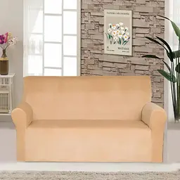 Чохол на диван Love You велюровий бежевий (81141)