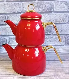 Двоярусний емальований чайник O.M.S. Collection 10800-Red (1/2 л)