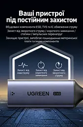 Дротовий Ethernet-адаптер UGREEN CM648 Вхідний штекер USB-C 3.1 Gen 1 та вихідний порт RJ45 Швидкість підключення до 2,5 Гбіт/с Для 2,5 Гбіт/с потрібні мережевий кабель Cat 6 або вище та підтримка 2.5G усіма пристроями тракту Для роботи потрібен USB-C-порт із передаванням даних Сумісний із Windows macOS Linux та iOS Підтримка Wake-on-LAN Алюмінієвий корпус для відведення тепла Чип RTL8156BG Вбудований кабель USB-C довжиною 15 см космічний сірий (25052) - мініатюра 10