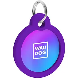 Адресник для собак і котів Waudog Smart ID з QR паспортом Градієнт фіолетовий 30 мм - мініатюра 4