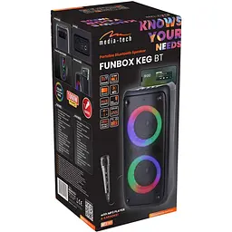 Акустична система 1.0 Media-Tech 40W, Bluetooth/AUX/microSD/MP3/USB/TWS/КАРАОКЕ/LED чорна (MT3181) - мініатюра 2
