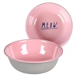 Миска Flamingo Nell Round 350 мл емальована для котів з нержавіючої сталі, рожево-сіра, 4 см глибина
