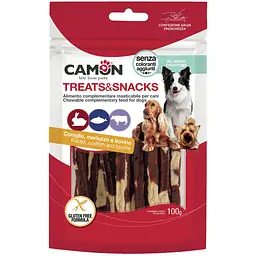 Смужки Camon Treats & Snacks з кролика, тріски та коров'ячої шкіри, 12-13 см, 100 г