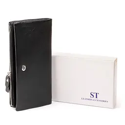 Гаманець-клатч зі шкіри з кишенею для мобільного ST Leather 19310 чорний - мініатюра 8