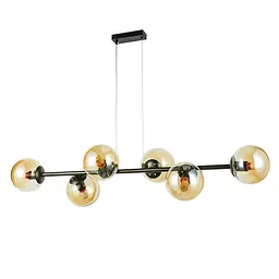 Люстра Levistella 7841021-6 BK+BR сучасний підвіс із коричневими плафонами кулями, 6 ламп Е27