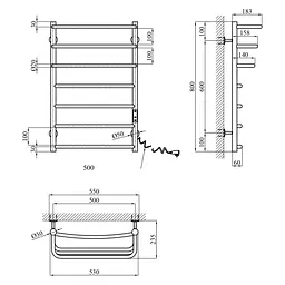 Сушарка для рушників електрична Kroner KRP Prima ER800x500-7 (CV036337) - мініатюра 6