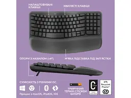 Клавіатура Logitech Wave Keys Bluetooth/Wireless Black (920-012304) - мініатюра 4