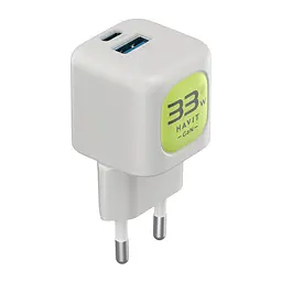 Зарядний пристрій HAVIT HV-UC230 GaN 33W USB-A+USB-C Gray/Green HAVIT (29274-000)