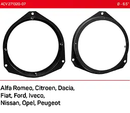 Проставки під динаміки 165 мм / 6.5" ACV 271230-07 для автомобілів Alfa Romeo, Dacia, Fiat, Nissan, Opel - мініатюра 6