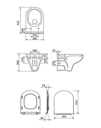 Унітаз підвісний CET 472 Cersanit Zip SimpleOn з дюропластовим Slim сидінням SoftClose+QuickRelease 30412 - мініатюра 3