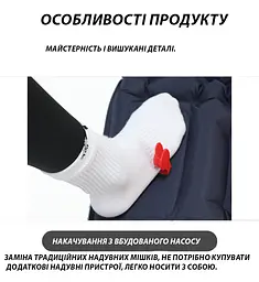 Надувний туристичний матрац 190×60 см з подушкою з вбудованим насосом каремат Solve синій KT6009110 - мініатюра 7