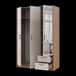 Распашный Шкаф для одежды Doros Ронди с зеркалом Дуб Артизан/Кашемир 3ДСП 121х52х195 (М) - миниатюра 3