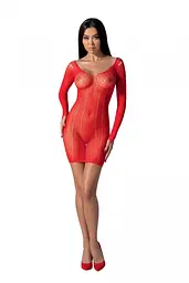Напівпрозора міні-сукня Passion BS101, One Size, red, рукави-мітенки