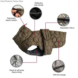 Світловідбивна куртка для собак на флісовій підкладці V.PET.B.R D64 olive green XL - мініатюра 4